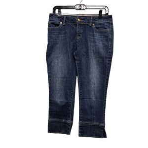 🍁3/$18 Simply Vera Wang Women Size 6 Capri Blue Jeans‎ Straight Wide Hem BFD-C